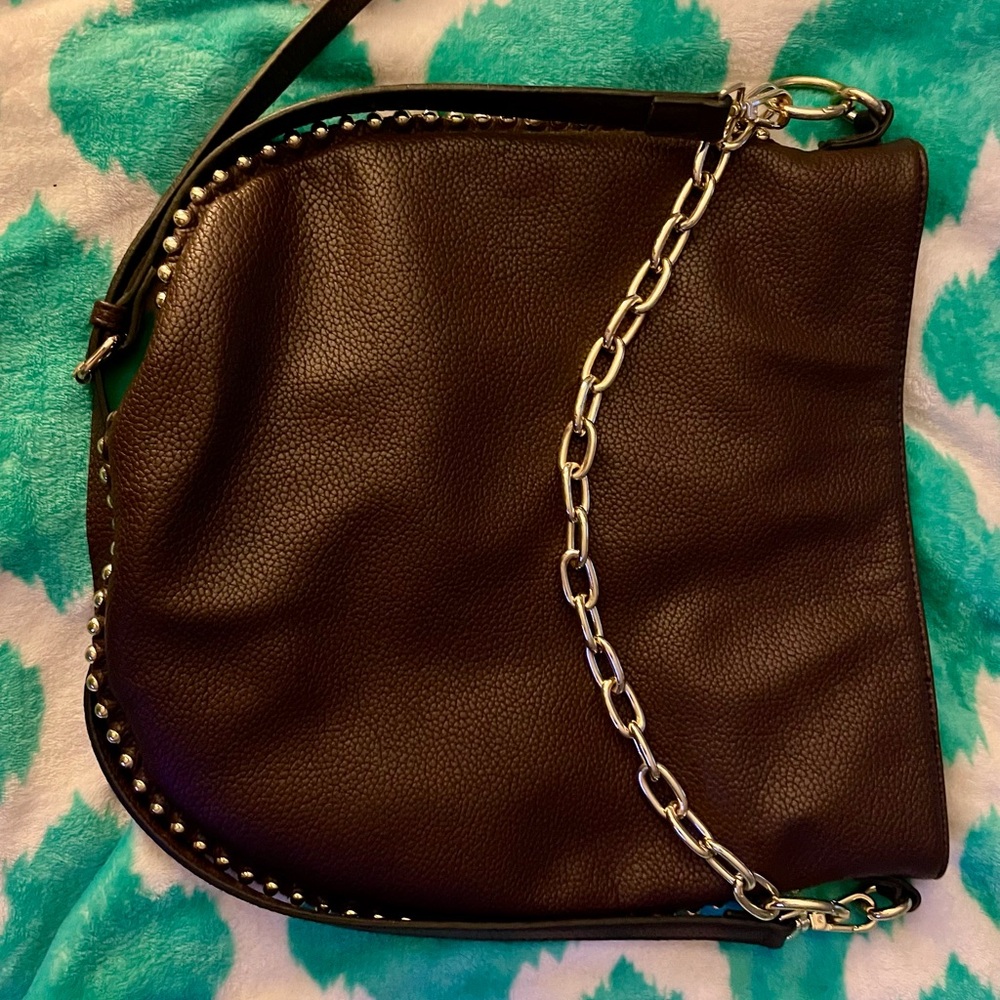 Steve Madden Brown Shoulder Bag with Gold Chain Accents